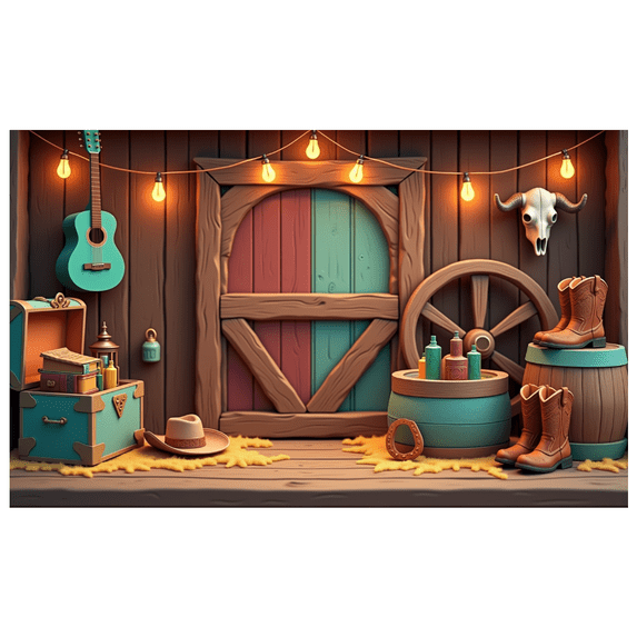 Rustic Design Cowboy Banner Western Theme Decoration Vintage Wooden Elements for Western Party Theme Party Cowboy Event