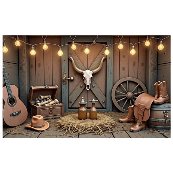 Rustic Design Cowboy Banner Western Theme Decoration Vintage Wooden Elements for Western Party Theme Party Cowboy Event