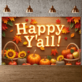 thumbnail image 1 of Rustic Design Happy Y'all Pumpkin Fall Banner Decorative Leaves Colorful Autumn Theme for Thanksgiving Celebration Home Decoration Festival Decor, 1 of 9