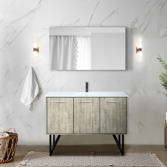 Rustic Design for Bathrooms - 48 - inch Acacia Vanity with Cultured Marble Top and Gun Metal Faucet for a Charming Look