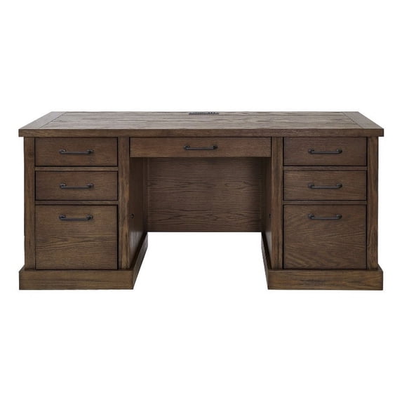 Rustic Desk Office Writing Table Wood Credenza Fully Assembled Brown
