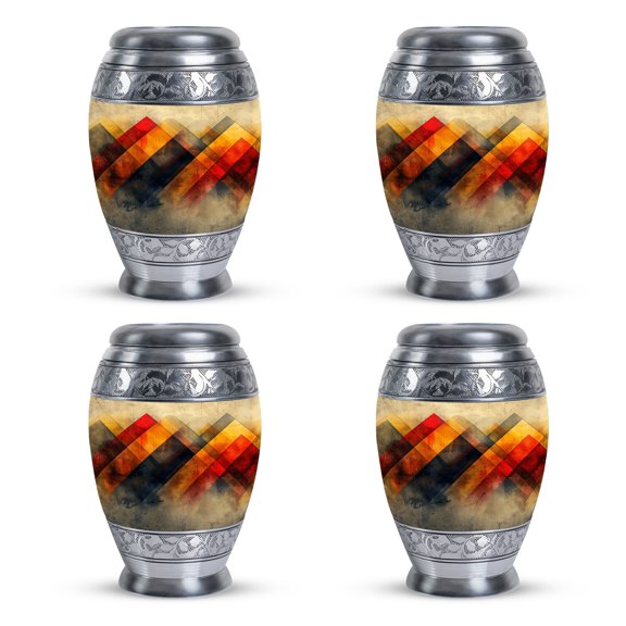 Rustic Diamond Tapestry Memorial Urns For Human Ashes Keepsake - Burial Urns For Adult Human Ashes - Urns For Human Ashes Adult Male Dad - Cremation Memorial (Size -3inch,4pc)