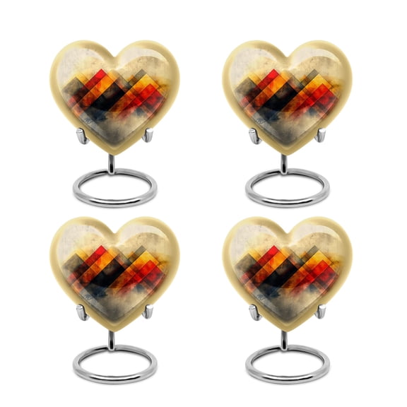 Rustic Diamond Tapestry Memorial Urns For Human Ashes Keepsake - Burial Urns For Adult Human Ashes - Urns For Human Ashes Adult Male Dad - Cremation Memorial (Size -3inch,4pc)