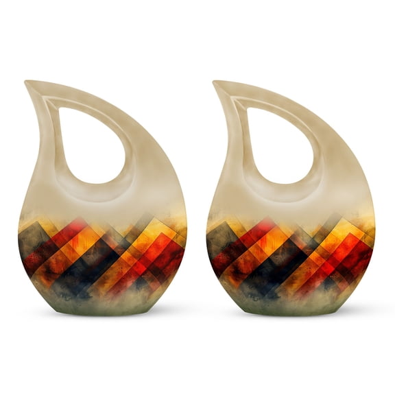 Rustic Diamond Tapestry Urn - Unique Urns For Human Ashes - Urn For Ashes For Women - Urn Keepsakes For Ashes - Keepsake For Human Ashes, adult funeral urn(Size - 4inch, 2Pcs)