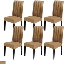 Rustic Dining Chair Cover Set of 6 - Retro Farmhouse Brown Wooden Stretch Chair Protectors Slipcover, Spandex Kitchen Chair Seat Back Cushion Slip Cover for Dining Room, Party, Hotel, Ceremony