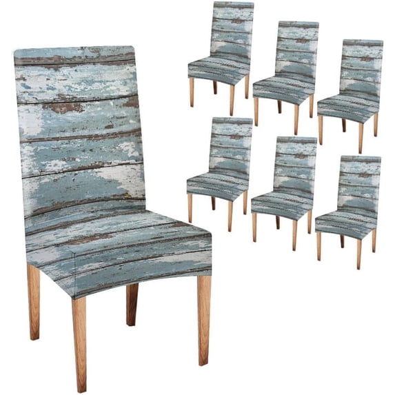 Rustic Dining Chair Slipcovers Set of 6 Green Barn Wooden Wall Planking Square Old Solid Wood Slats Rustic Shabb Super Fit Stretch Removable Washable Short Dining Chair Protector Cover