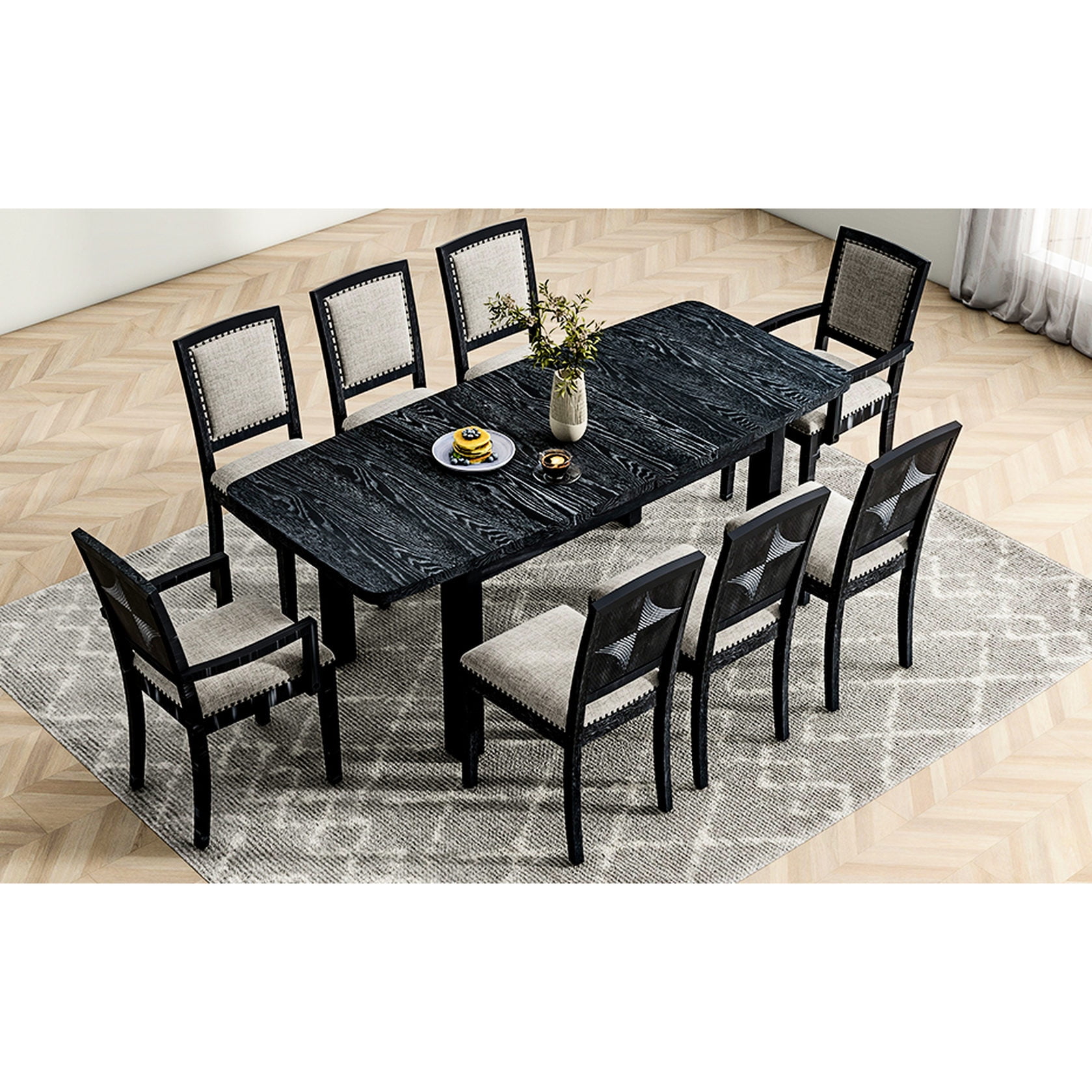 Rustic Dining Set: 84-Inch Table, 24-Inch Removable Leaf, and 8 ...