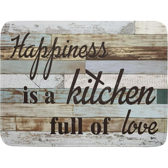 Rustic Dish Drying Mat for Kitchen Counter Happiness is a Kitchen Full of Love Dish Drying Mat 18x24 inch Farmhouse Dishes Pad Absorbent Microfiber Tableware Protector Fast Dry Kitchen Accessories