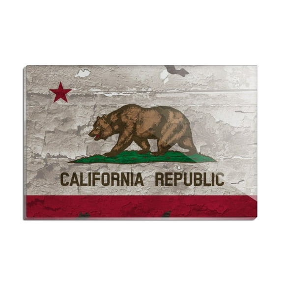 Rustic Distressed California State Flag Rectangle Acrylic Fridge Refrigerator Magnet