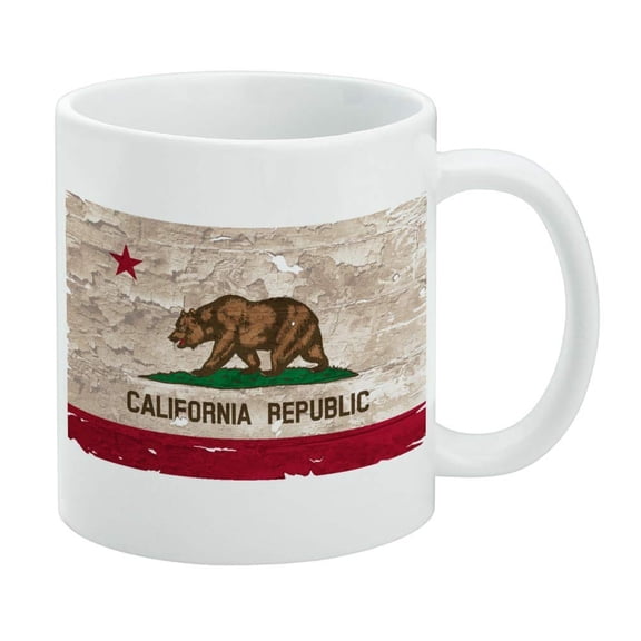 Rustic Distressed California State Flag White Mug
