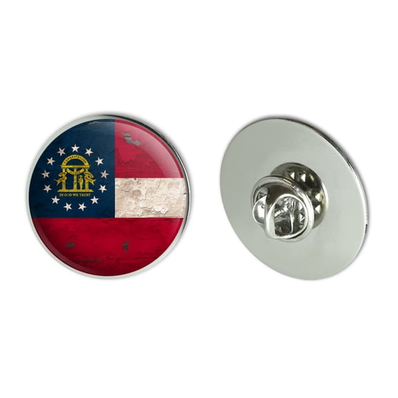 Rustic Distressed Georgia State Flag Metal 1.1" Tie Tack Hat Lapel Pin Pinback