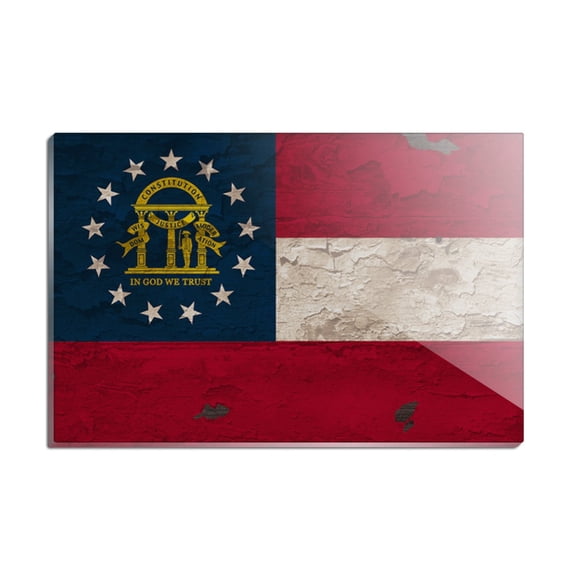 Rustic Distressed Georgia State Flag Rectangle Acrylic Fridge Refrigerator Magnet