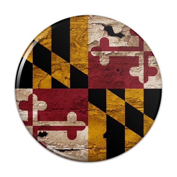 Rustic Distressed Maryland State Flag Kitchen Refrigerator Locker Button Magnet