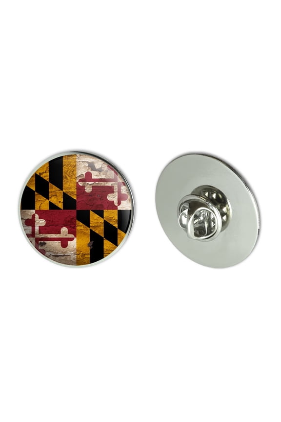 Rustic Distressed Maryland State Flag Metal 1.1" Tie Tack Hat Lapel Pin Pinback