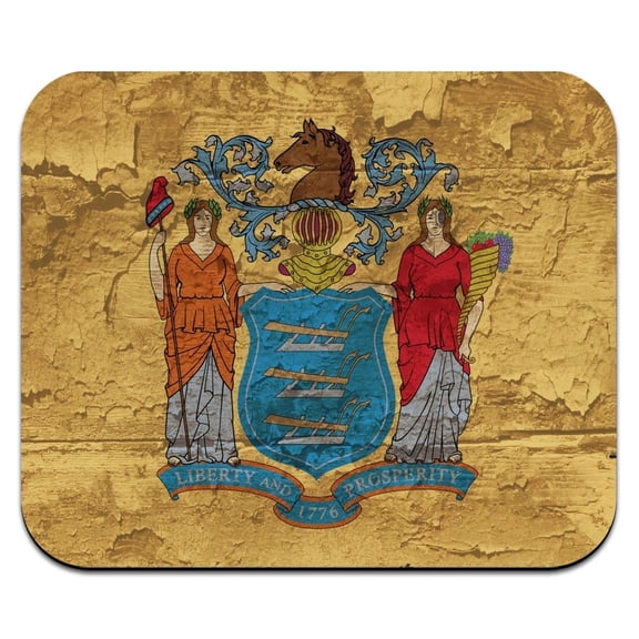 Rustic Distressed New Jersey State Flag Low Profile Thin Mouse Pad Mousepad
