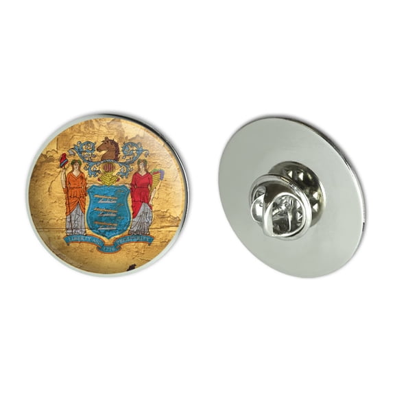 Rustic Distressed New Jersey State Flag Metal 1.1" Tie Tack Hat Lapel Pin Pinback