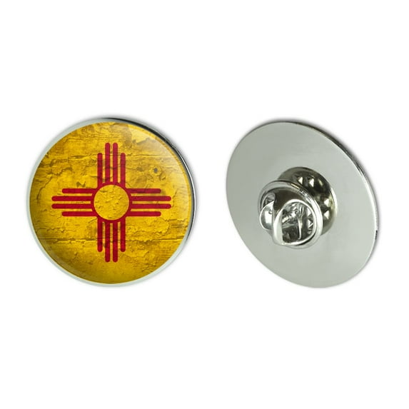 Rustic Distressed New Mexico State Flag Metal 1.1" Tie Tack Hat Lapel Pin Pinback