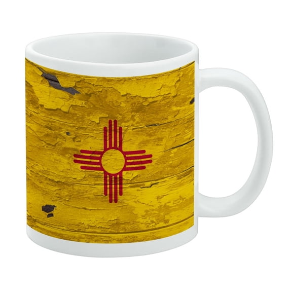 Rustic Distressed New Mexico State Flag White Mug