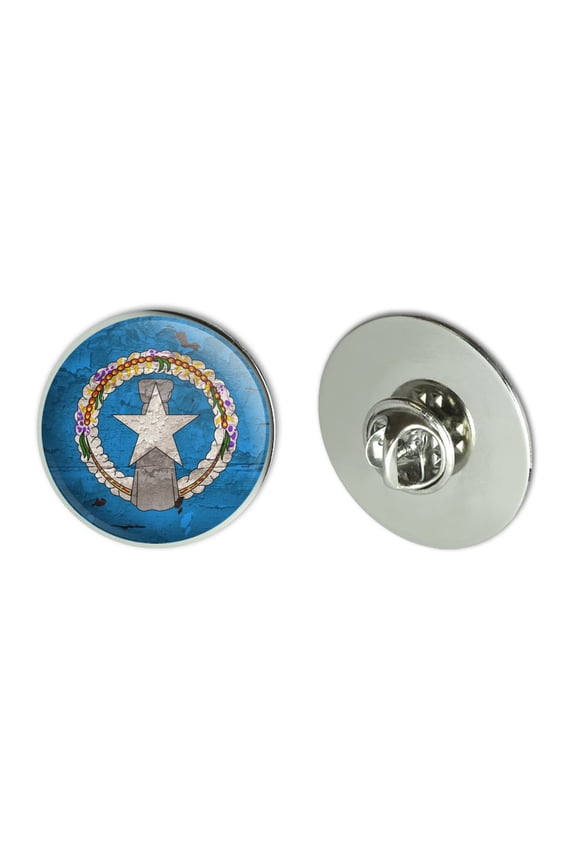 Rustic Distressed Northern Mariana Islands Flag Metal 1.1" Tie Tack Hat Lapel Pin Pinback
