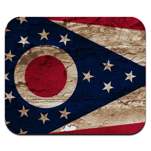 Rustic Distressed Ohio State Flag Low Profile Thin Mouse Pad Mousepad