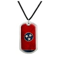 thumbnail image 1 of Rustic Distressed Tennessee State Flag Military Dog Tag Pendant Necklace with Cord, 1 of 4