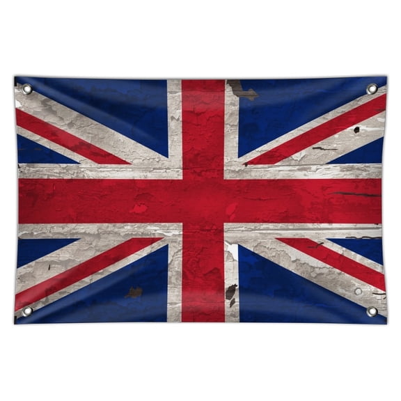 Rustic Distressed United Kingdom British Flag Home Business Office Sign