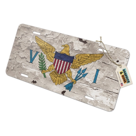 Rustic Distressed Virgin Islands Flag Novelty Metal Vanity Tag License Plate