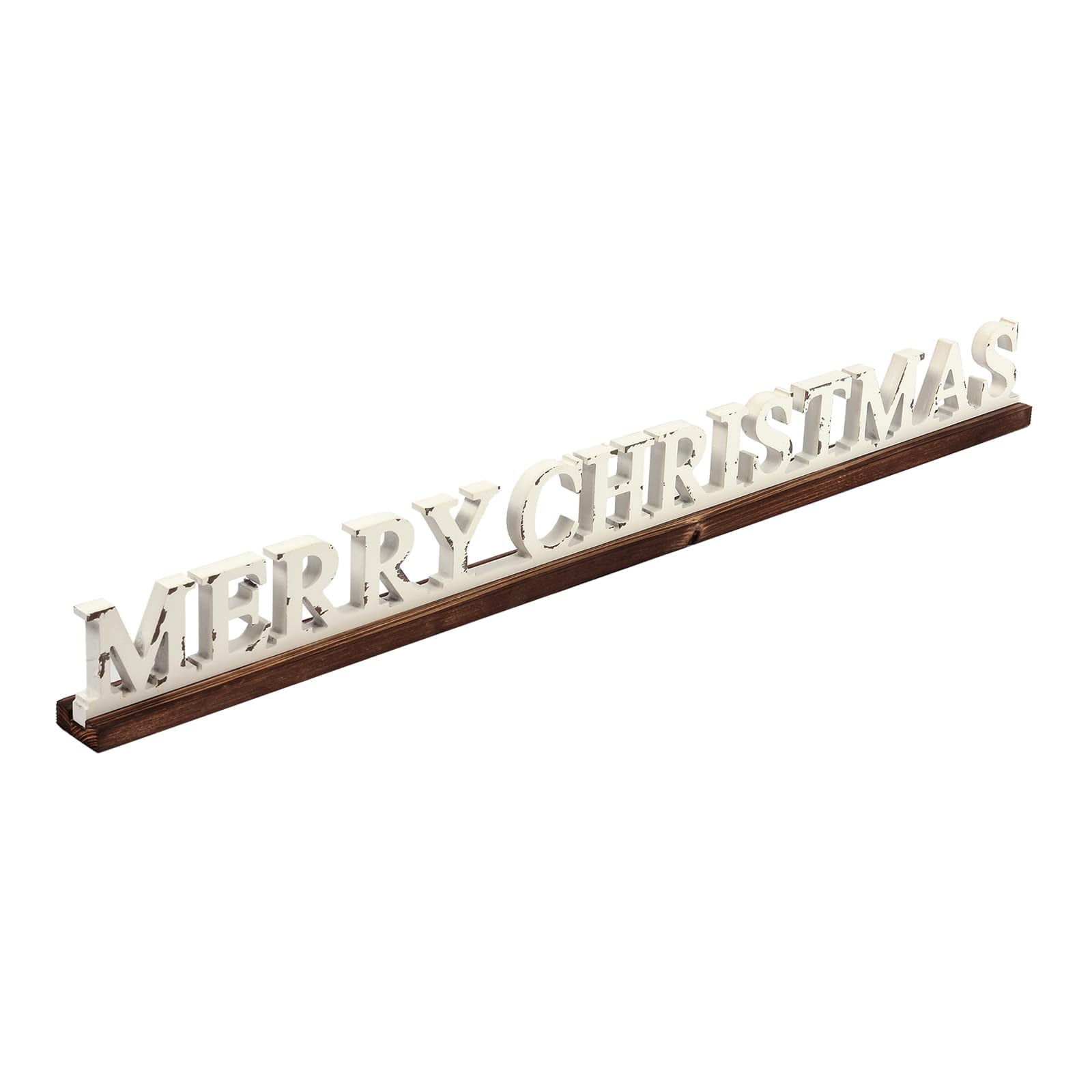 Rustic Distressed White Tabletop Merry Christmas Wooden Signs for Home