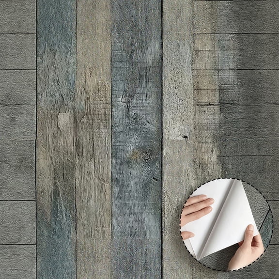 Rustic Distressed Wood Plank Wallpaper, Farmhouse Vintage Self Adhesive Removable Waterproof Wall Decor, Peel and Stick Wood Contact Paper for Bedroom Kitchen Cabinet Drawer Dorm Room 17.7 * 118 in