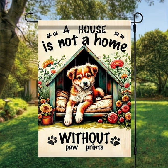 Rustic Dog Garden Flag 12x18 Inch Double Sided Paw Print Outdoor Welcome Yard Banner Decorative House Flag