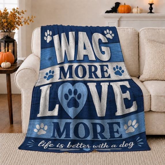Rustic Dog Lover Artwork Life Is Better Dog, Playful Pet Portrait Pattern, Warm Flannel Blanket for Ranch House and Living Room, Dog Lovers Father's Day Gift, Pet Lover Home Decor