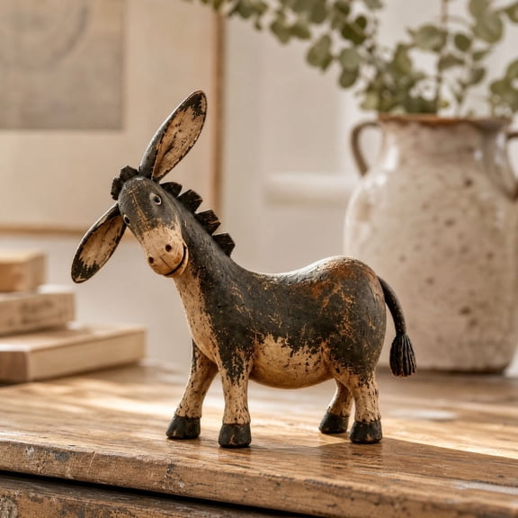 Rustic Donkey Figurine for Farmhouse Decor, Detailed Animal Art Piece That Blends Perfectly with Rustic and Modern Home Aesthetics