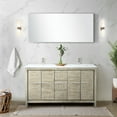 thumbnail image 1 of Rustic Double Bath Vanity 60" W X 20" D, White Quartz Top, Brushed Nickel Faucet, 55" Mirror - And Functional Unit Vanity, 55 In. Stain Scratch Proof Countertop, 1 of 5