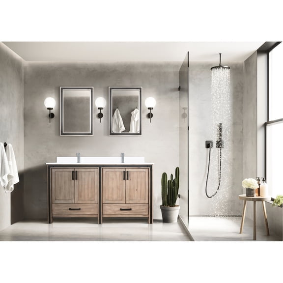 Rustic Double Bath Vanity 60" X 22" - Marble Top, Mirrors, Soft Close, Scratch And Stain Resistance, Sufficient Storage Capacity 60 In. W 22 D Countertop, Finish, Plentiful