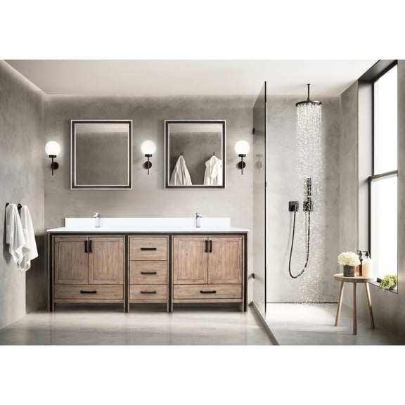 Rustic Double Bath Vanity 80 In. - Soft Close, 2 Cabinets & 5 Drawers For Bathroom Magnificence, Fully Assembled W X 22 D Two Five Bathroom,