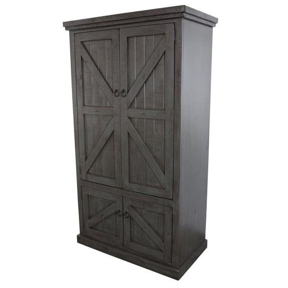 Rustic Double Door Armoire with Garmont Rod, Rustic Dark Blue