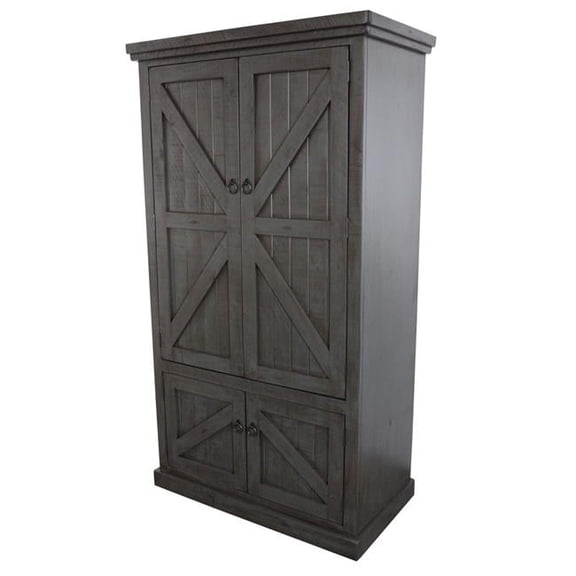 Rustic Double Door Armoire with Garmont Rod, Rustic Dark Blue