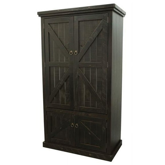 Rustic Double Door Armoire with Garmont Rod, Rustic Driftwood
