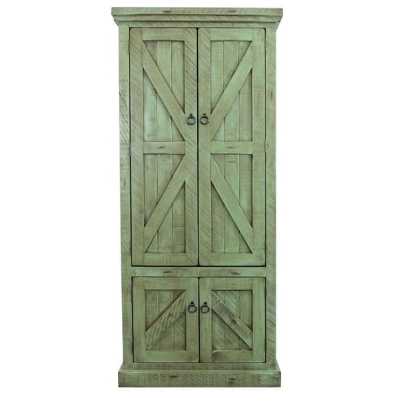 Rustic Double Door Pantry, Rustic Aquamarine