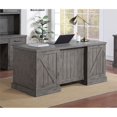 thumbnail image 1 of Rustic Double Pedestal Desk Wood Office Table Fully Assembled Gray, 1 of 11