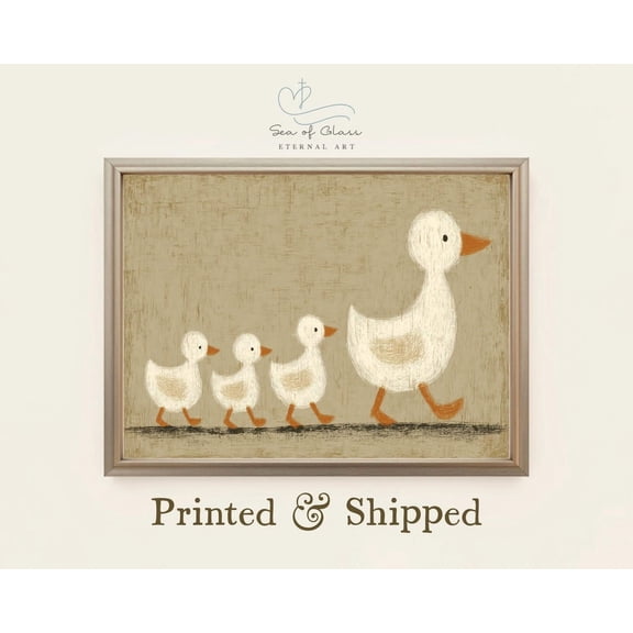 Rustic Duck Family Art Farmhouse Nursery Wall Decor, Unframed Paper Print