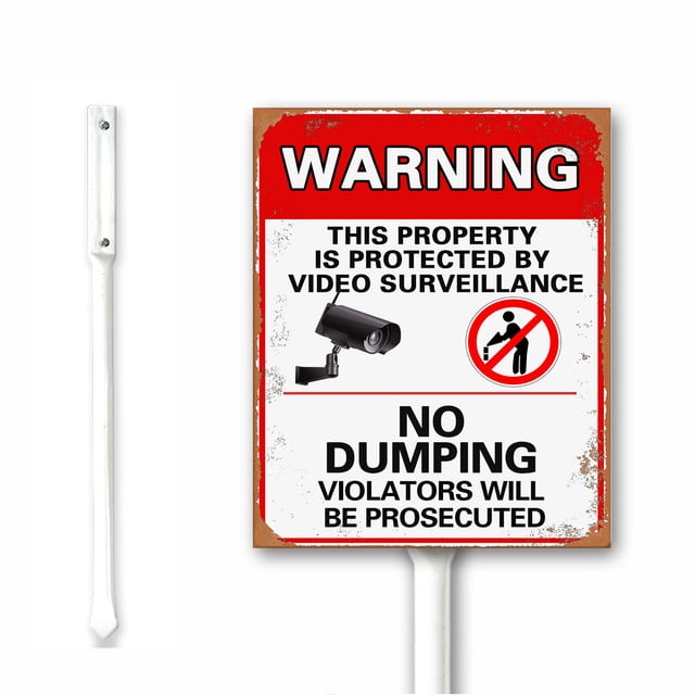 T&R No Dumping Signs (4 Pack) – 18x12 Inches, Reflective Aluminum, Weatherproof, Video Surveillance Warning
