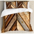 thumbnail image 1 of Rustic Duvet Cover Set Queen Size, Wooden Fence Figure Vintage and Grunge Gardening Themed Natural Rural Pastoral Print, Decorative 3 Piece Bedding Set with 2 Pillow Shams, Brown, by Ambesonne, 1 of 3