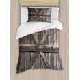 thumbnail image 1 of Rustic Duvet Cover Set Twin Size, Old Wooden Door with Planks Rustic Country Life Themed Architecture Building Doorway, Decorative 2 Piece Bedding Set with 1 Pillow Sham, Taupe, by Ambesonne, 1 of 3