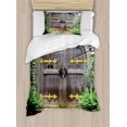 thumbnail image 1 of Rustic Duvet Cover Sets, Unique Castle Traditional Middle Age Heritage Doorway Aged Entrance Picture, Bedding Set with 2 Duvet Covers & 2 Pillowcases, 2 Pack Twin Size, Brown Green, by Ambesonne, 1 of 3