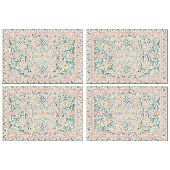 Rustic Earthy Jute Placemats Set of 4, 12x18 Inch Nordic Pattern Table Mats, Washable Boho Chic Decor for Farmhouse or Artistic Dining