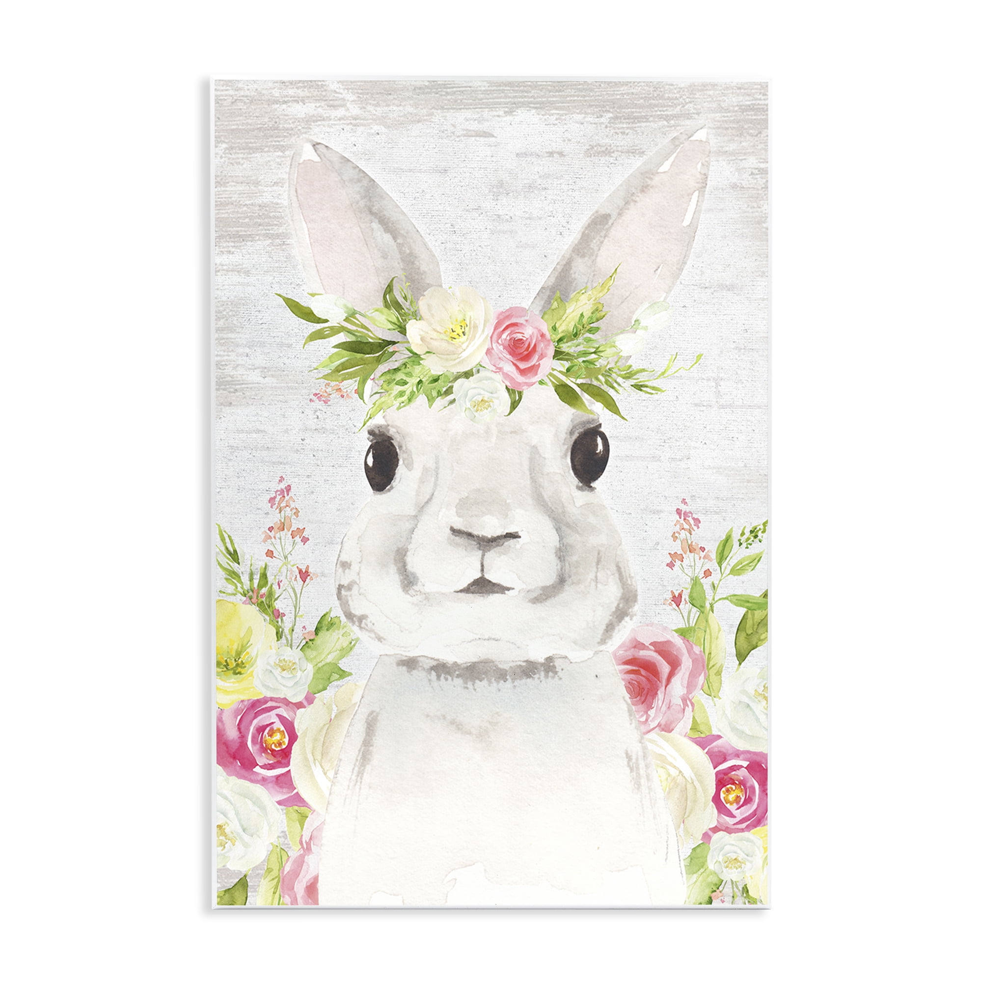 Rustic Easter Bunny Flower Crown Spring Bouquet Wall Plaque Art, 10 x 15, By Lettered and Lined