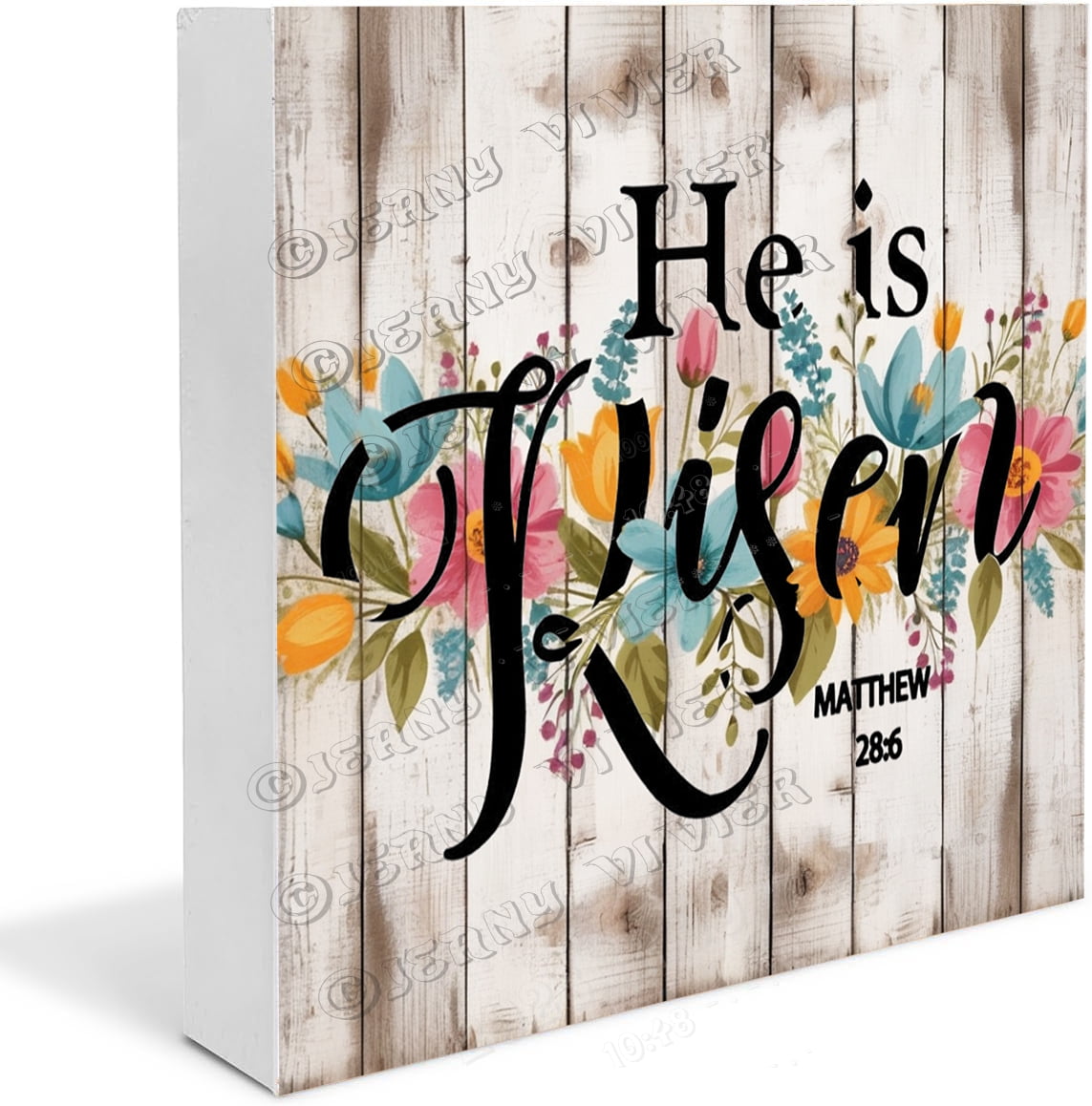 Rustic Easter Office Desk Decor - Cute He Is Risen Matthew 28:6 Easter ...