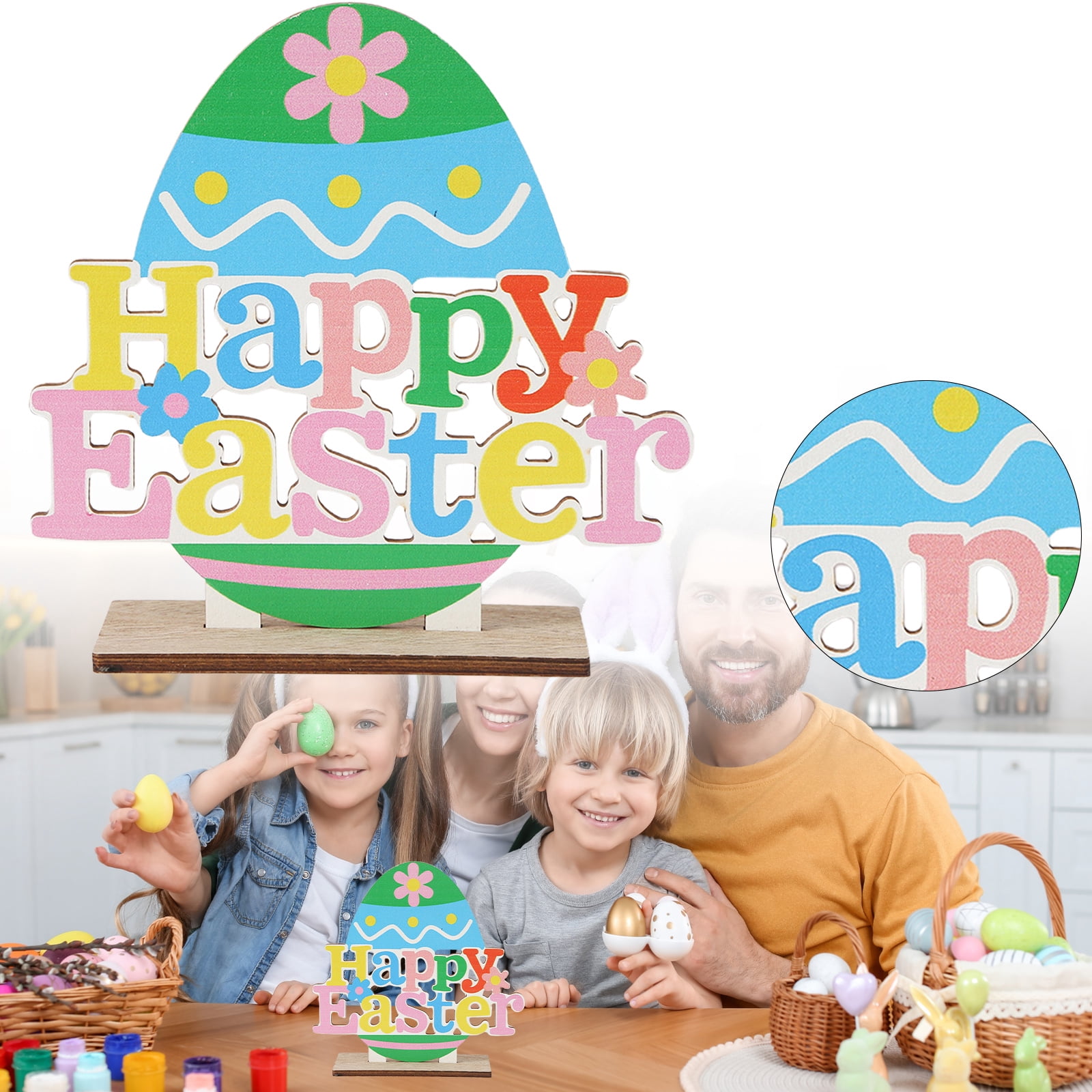 Rustic Easter Table Decor, Wooden Easter Bunny Letter Sign for Home