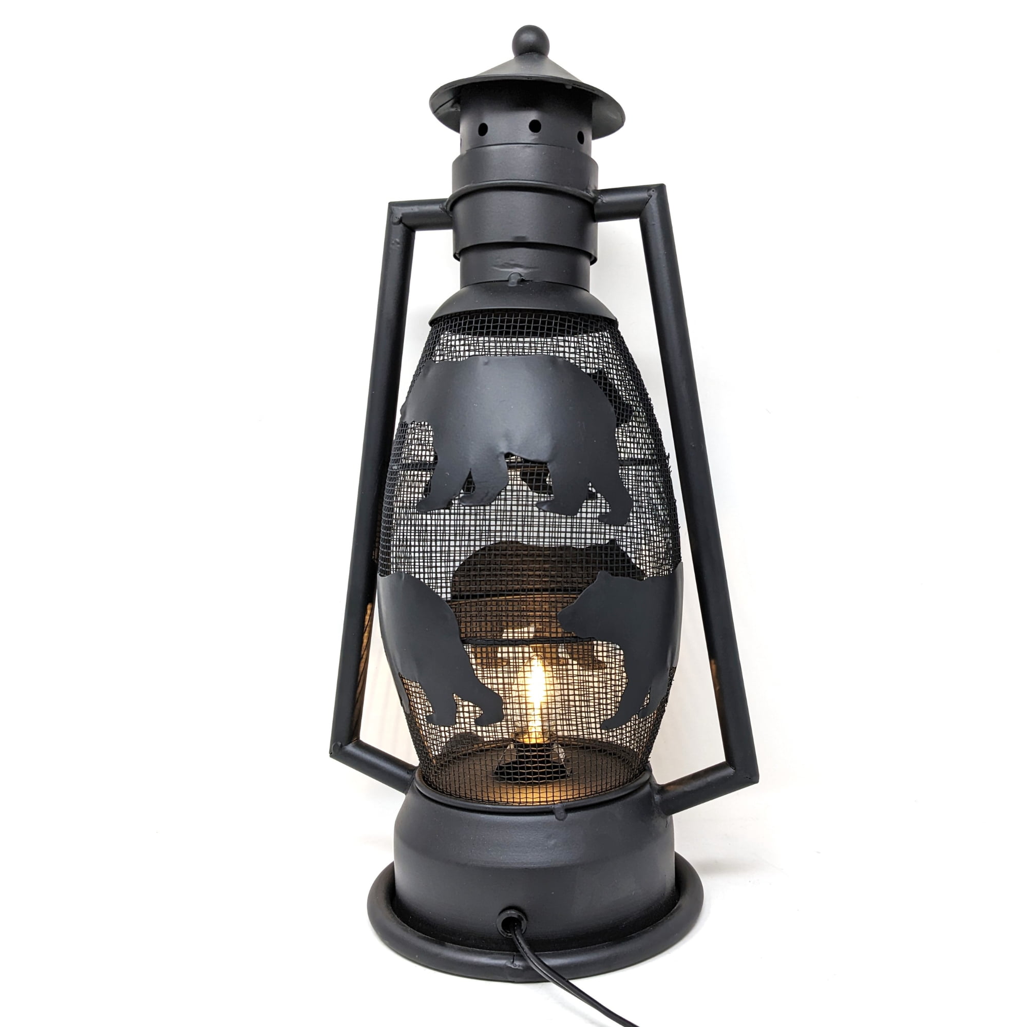 Rustic Electric Metal Bear Electric Lantern Night Light Cabin Lodge Decor Gift